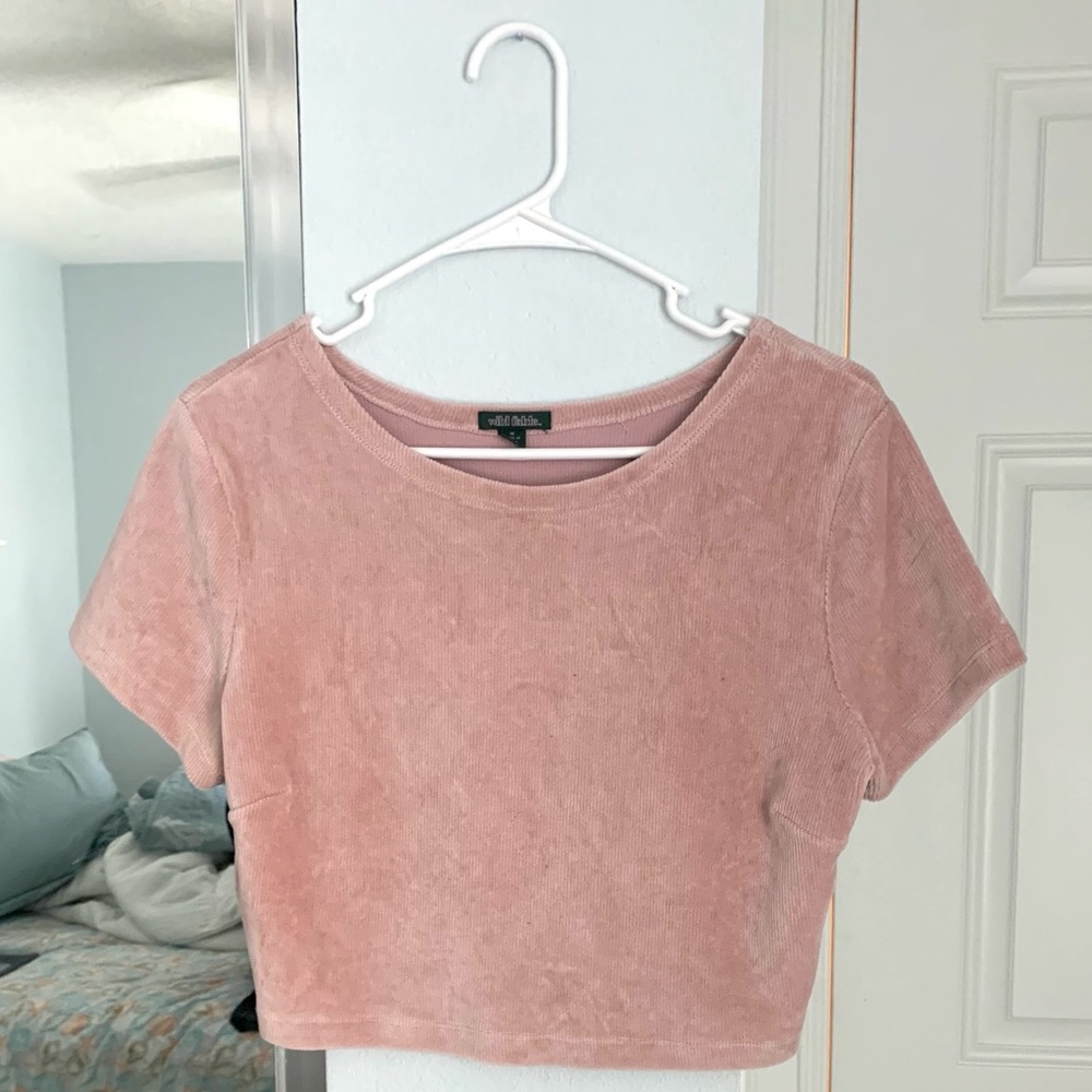 pink velvet crop top